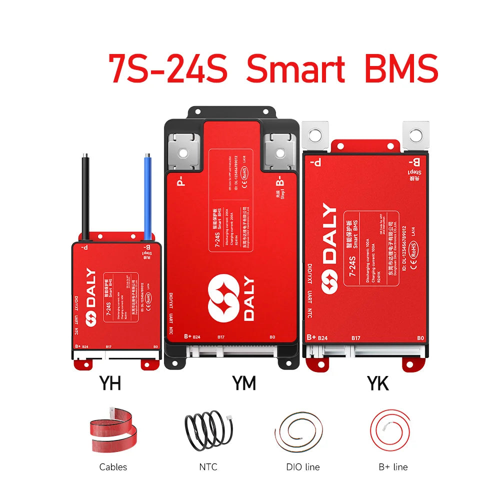 Daly Smart BMS 4S 6S 8S 12S 13S 14S 16S 17S 20S 24S Bluetooth UART BMS 30A 40A 60A 80A 100A 150A 200A Lifepo4 Li-Ion LTO Battery