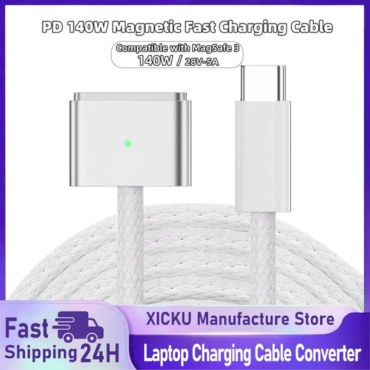 USB Type-C to for Magsafe 3 Magnetic Charger Cord Laptop Charging Cable Converter PD 140W for MacBook Air/Pro A2442 A2485 A2681