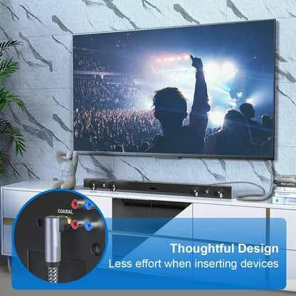 90 Degree Digital Audio Coaxial Cable 75Ω Rca to Rca Male Stereo Cable Speaker Hifi SPDIF Cord  for Sound Bar CD DVD AV TV