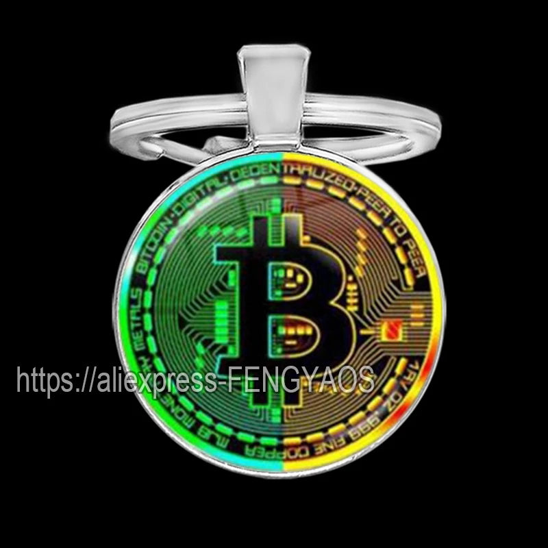 Fashion Bitcoin Keychains House Metal Pendant Classic Men's Women's Keyring Key Holder for Keys