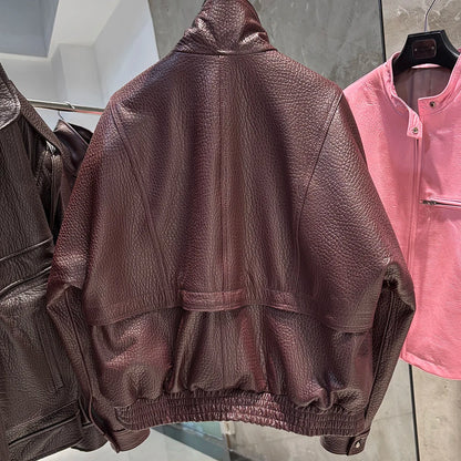 YOLOAgain Chocolate Brown Suede Jacket Women Real Leather Jacket Female