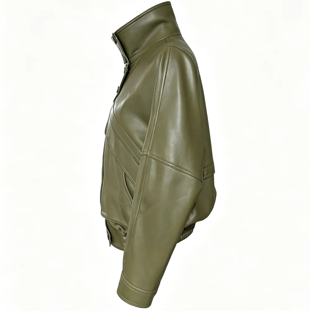 YOLOAgain Chocolate Brown Suede Jacket Women Real Leather Jacket Female
