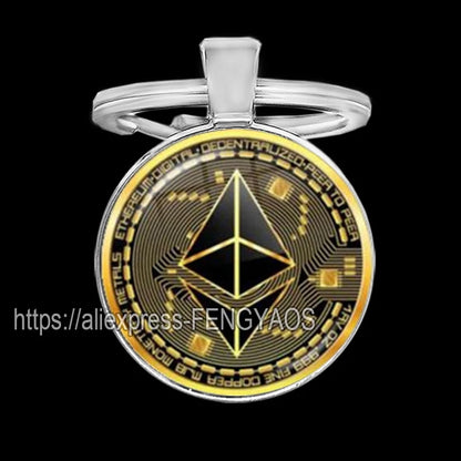 Fashion Bitcoin Keychains House Metal Pendant Classic Men's Women's Keyring Key Holder for Keys