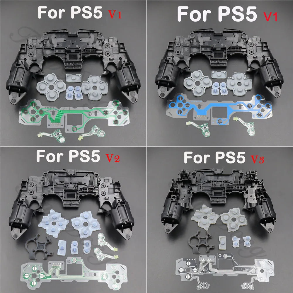 1set For PS5 V1 V2 V3 BDM-010/020/030 Controller Gamepad Middle Frame Bracket Conductive Film & Button Conductive Rubber Pad