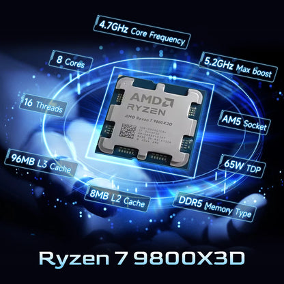 AMD Ryzen 7 9800X3D 8-Core 16-Thread L3=96M 4.7GHz 120W DDR5 Socket AM5 4NM R7 9800X3D Gaming Processor but No Fan