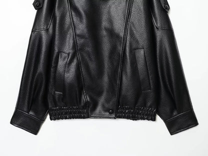 Autumn Winter Women Leather Jacket 2025 Loose Causal PU Faux Leather Jackets Coat Fashion Street Motorcycle Jackets