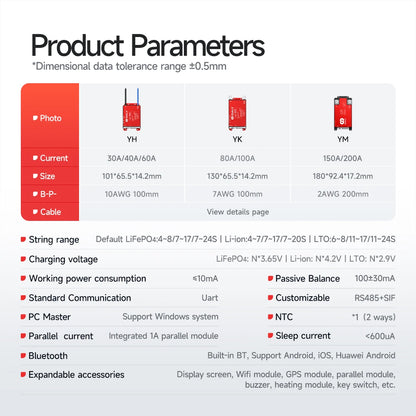 Daly Smart BMS 4S 6S 8S 12S 13S 14S 16S 17S 20S 24S Bluetooth UART BMS 30A 40A 60A 80A 100A 150A 200A Lifepo4 Li-Ion LTO Battery