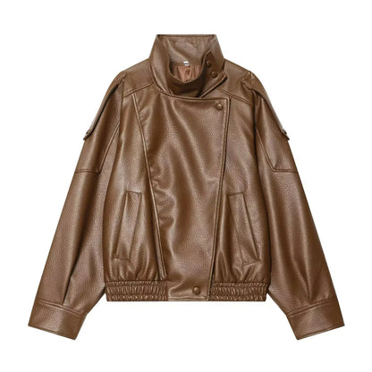 Autumn Winter Women Leather Jacket 2025 Loose Causal PU Faux Leather Jackets Coat Fashion Street Motorcycle Jackets