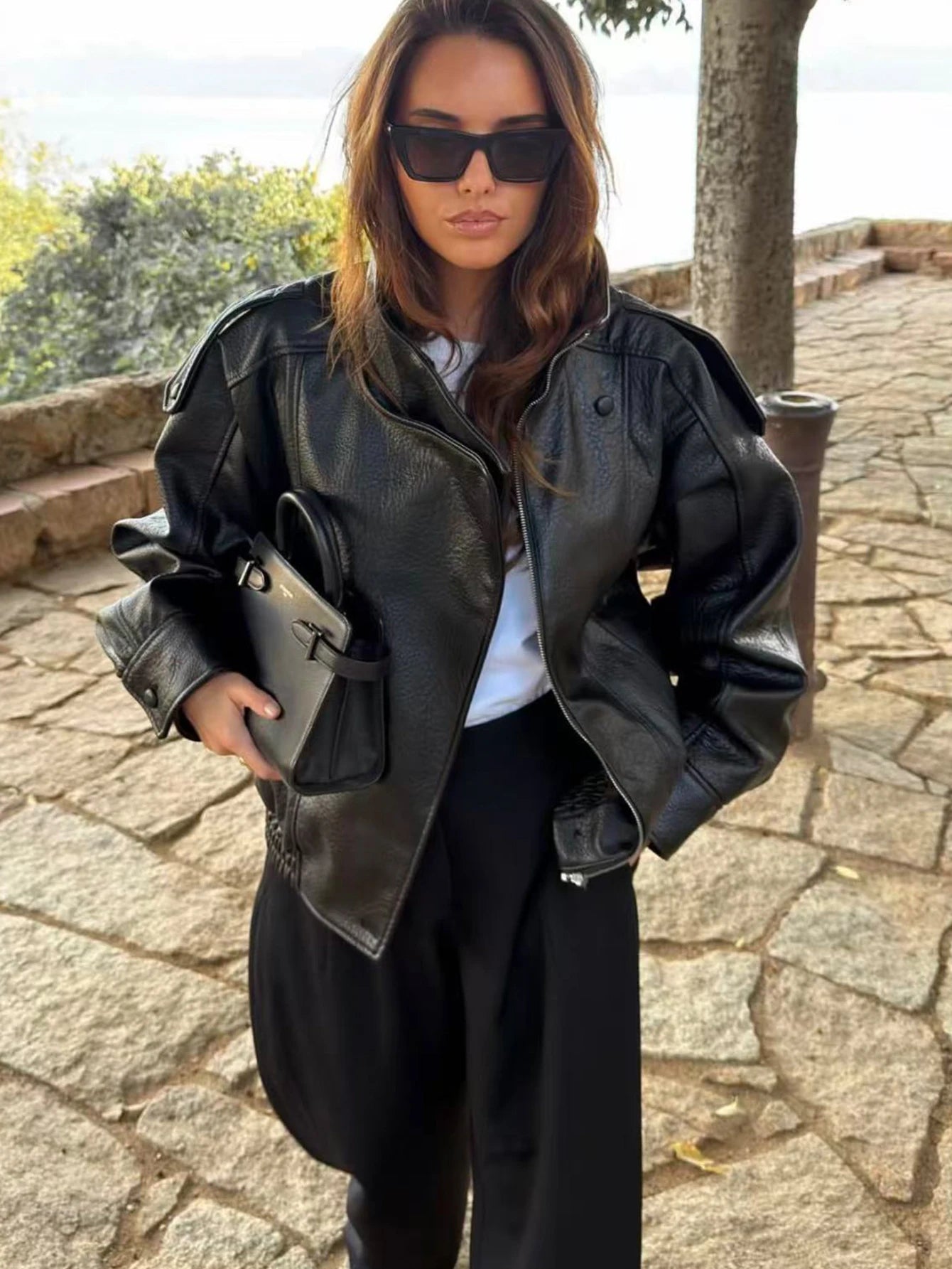 Autumn Winter Women Leather Jacket 2025 Loose Causal PU Faux Leather Jackets Coat Fashion Street Motorcycle Jackets