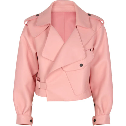YOLOAgain 2025 Spring Loose Oversized Real Leather Jacket Women Streetwear