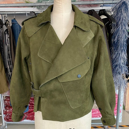 YOLOAgain 2025 Spring Loose Oversized Real Leather Jacket Women Streetwear