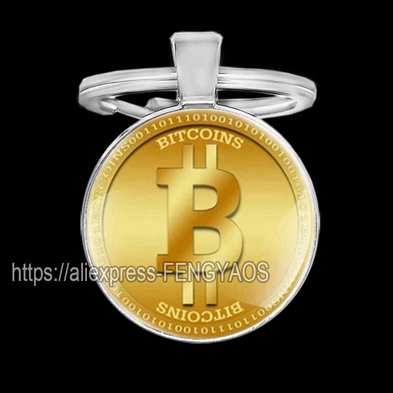 Fashion Bitcoin Keychains House Metal Pendant Classic Men's Women's Keyring Key Holder for Keys