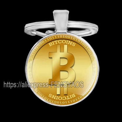 Fashion Bitcoin Keychains House Metal Pendant Classic Men's Women's Keyring Key Holder for Keys