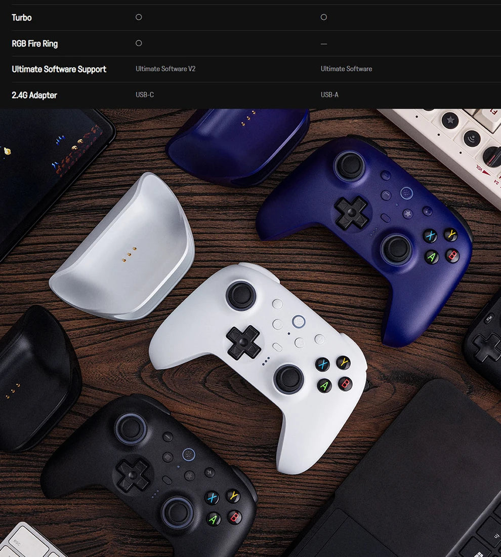 8BitDo Ultimate 2 Wireless Controller Gamepad With 8Speed Exclusive Technology TMR RGB Lighting Joysticks for PC Android
