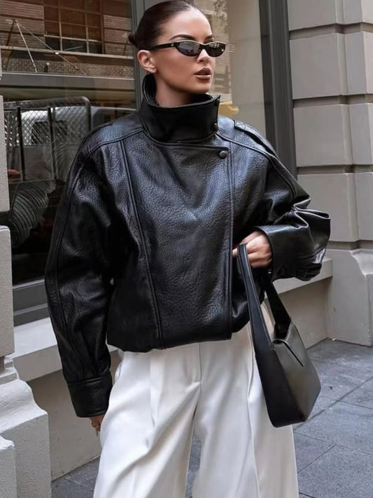 Autumn Winter Women Leather Jacket 2025 Loose Causal PU Faux Leather Jackets Coat Fashion Street Motorcycle Jackets